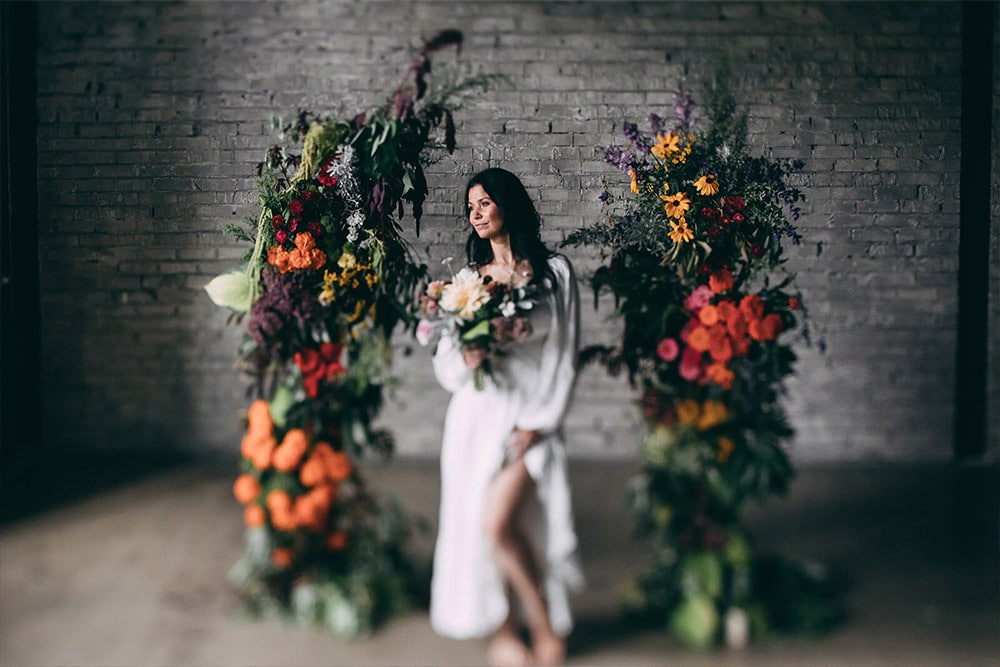 female model and flower decors