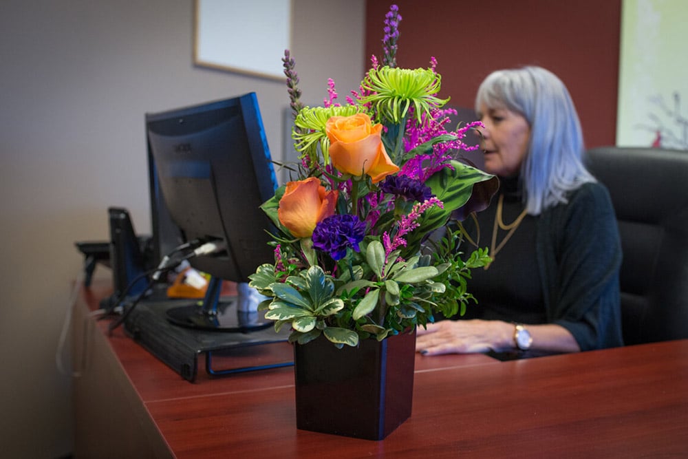 Flower in office table